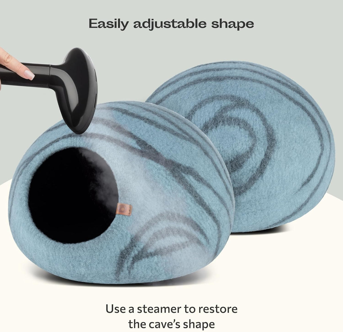 Merino Wool Cat Cave Bed for Indoor Cats - Medium Size in Aquamarine