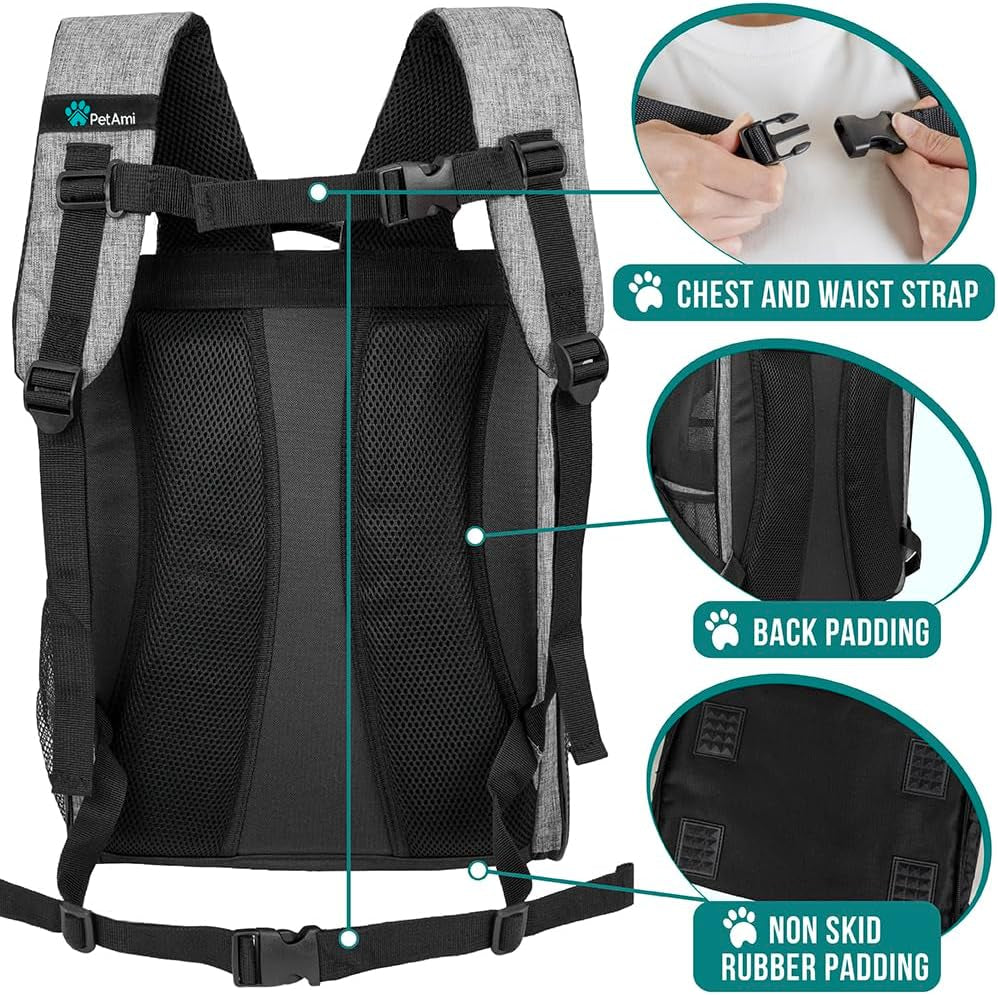Airline-Approved Grey Dog Backpack Carrier for Cats and Puppies