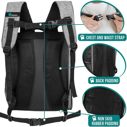 Airline-Approved Grey Dog Backpack Carrier for Cats and Puppies