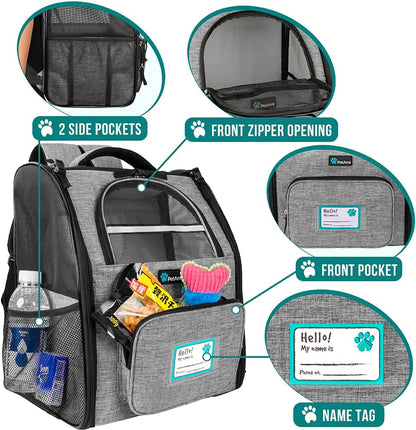 Airline-Approved Grey Dog Backpack Carrier for Cats and Puppies