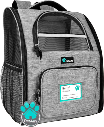 Airline-Approved Grey Dog Backpack Carrier for Cats and Puppies
