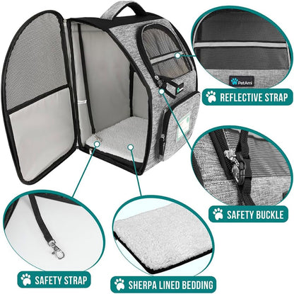 Airline-Approved Grey Dog Backpack Carrier for Cats and Puppies