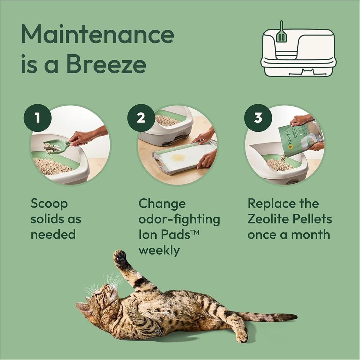 Breeze Enhanced Cat Litter Pellets Refill - Four 7 lb Bags