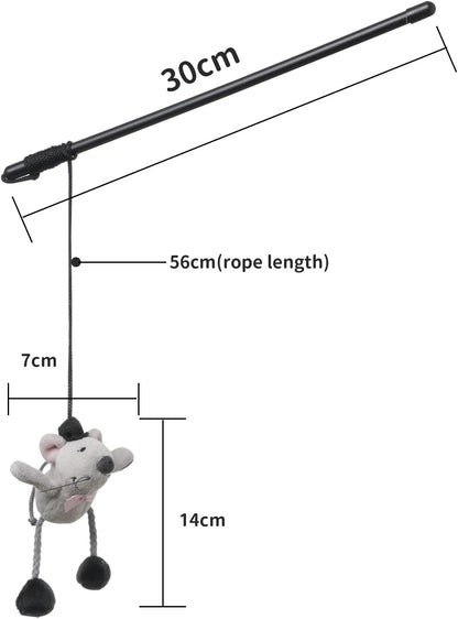 Interactive Cat Wand Toy with Teasing Mouse - Engaging Indoor Play for Kittens and Cats to Reduce Boredom