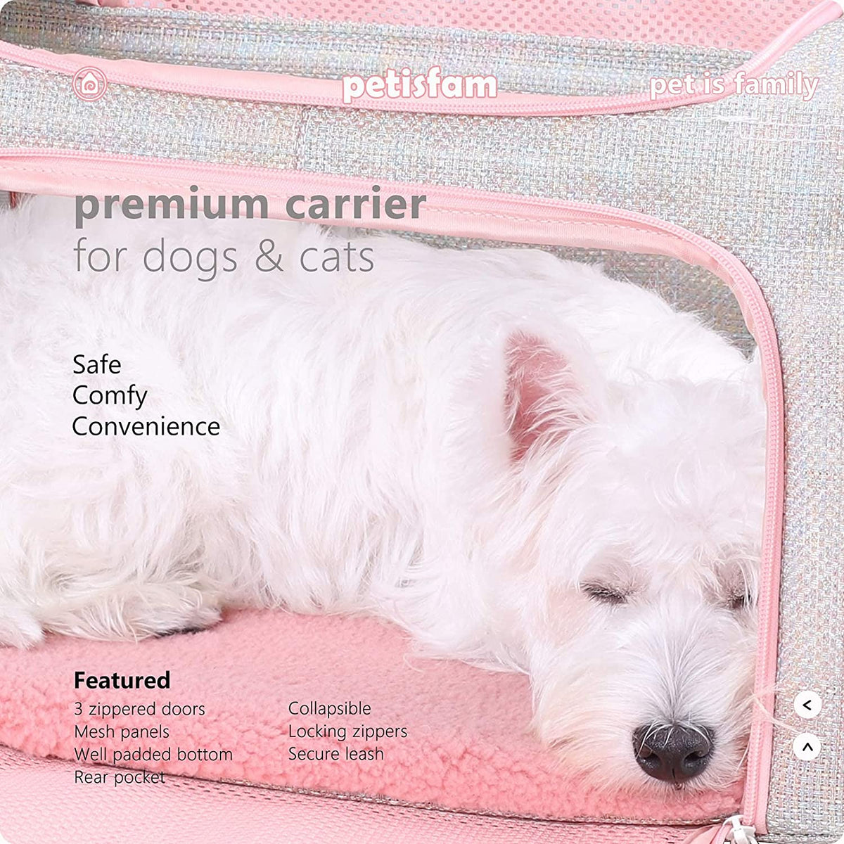 Medium Fantasy Pink Soft Travel Pet Carrier for Cats and Puppies