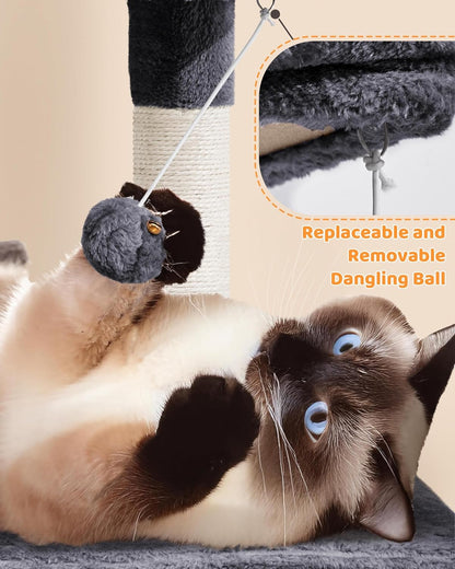 63-Inch Durable Large Cat Tree for Indoor Heavy Cats, Elevated Tower