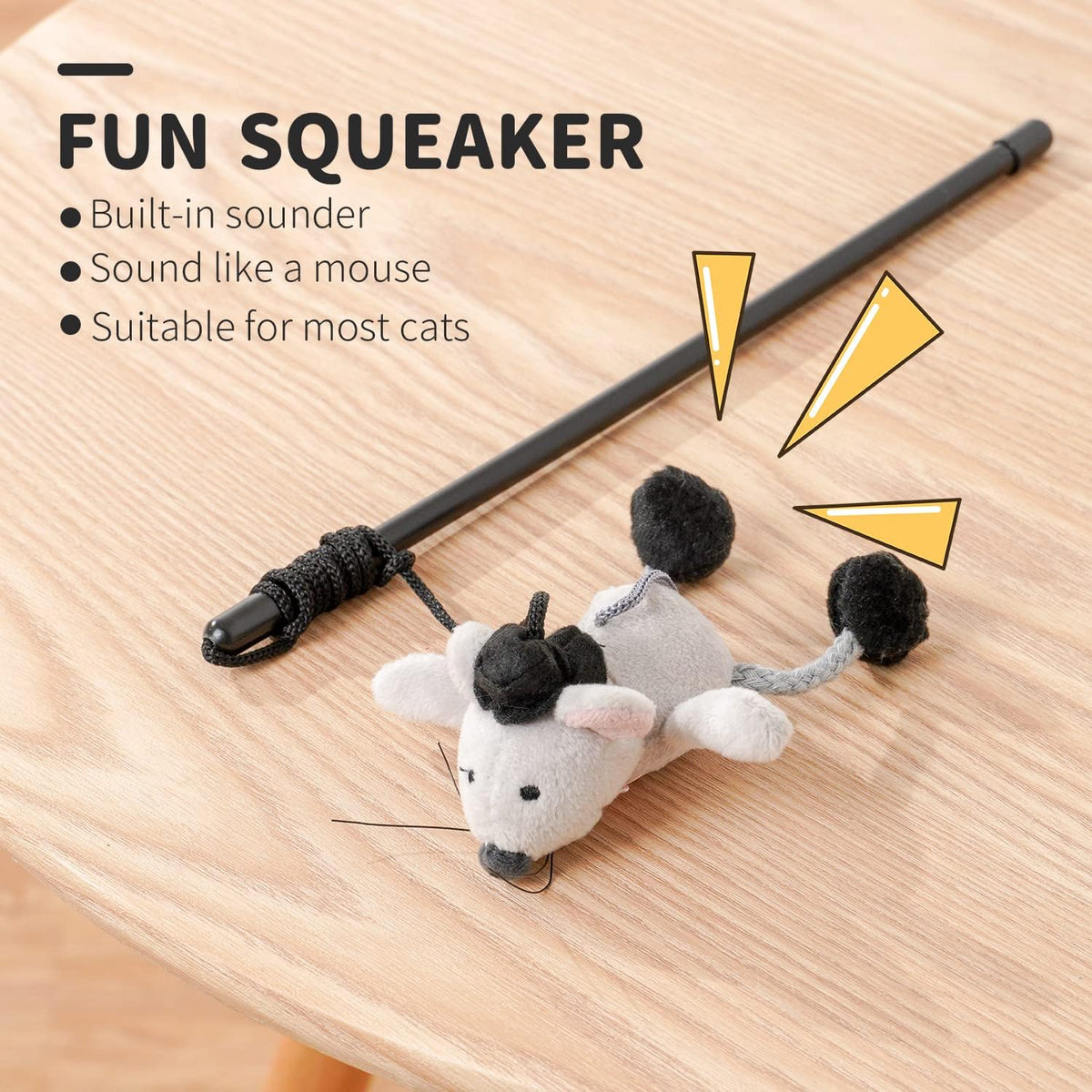 Interactive Cat Wand Toy with Teasing Mouse - Engaging Indoor Play for Kittens and Cats to Reduce Boredom