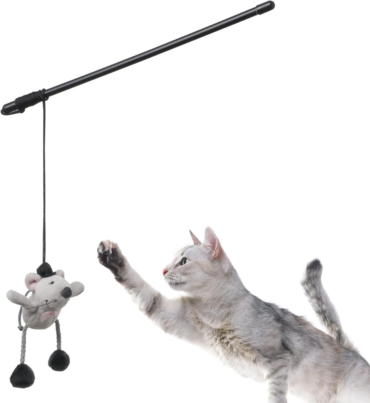 Interactive Cat Wand Toy with Teasing Mouse - Engaging Indoor Play for Kittens and Cats to Reduce Boredom