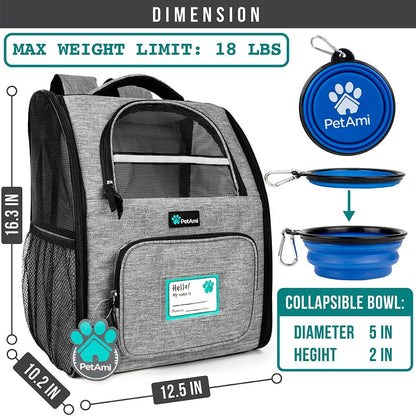 Airline-Approved Grey Dog Backpack Carrier for Cats and Puppies