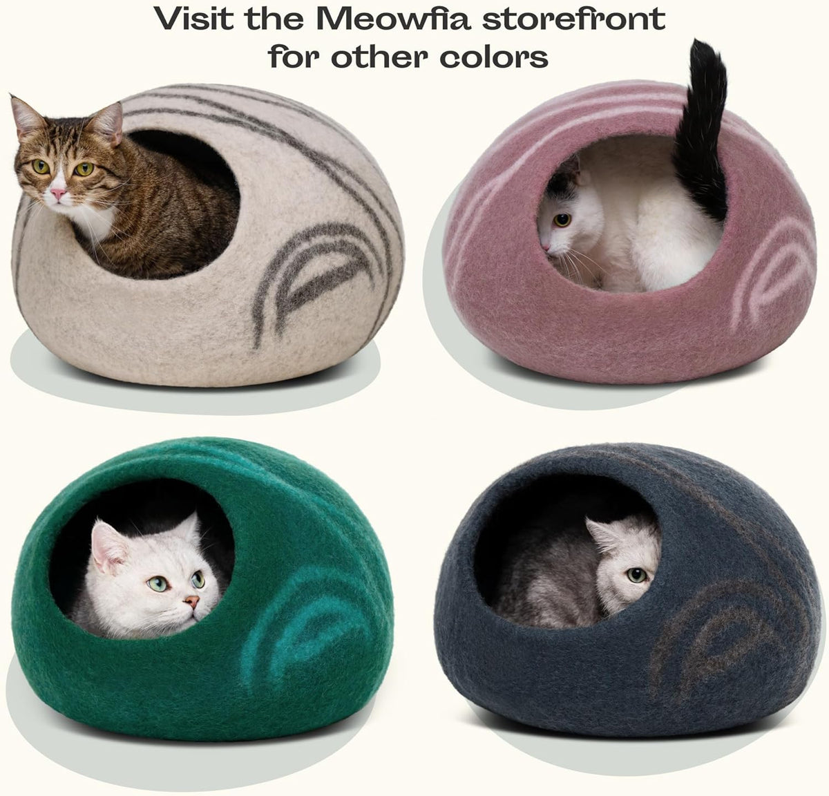 Merino Wool Cat Cave Bed for Indoor Cats - Medium Size in Aquamarine