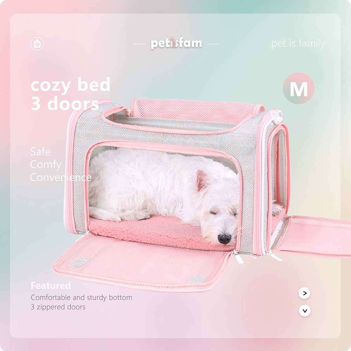 Medium Fantasy Pink Soft Travel Pet Carrier for Cats and Puppies