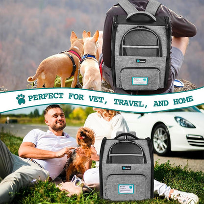 Airline-Approved Grey Dog Backpack Carrier for Cats and Puppies