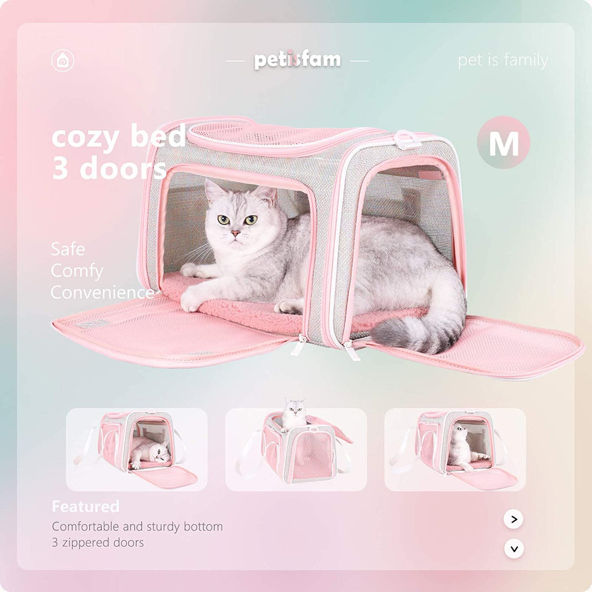 Medium Fantasy Pink Soft Travel Pet Carrier for Cats and Puppies